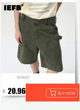 IEFB Summer Casual Men's Denim Shorts Loose Mid High Waist Fashion Knee Lenght Denim Pants Vintage Male New Chic Jeans 9A8588