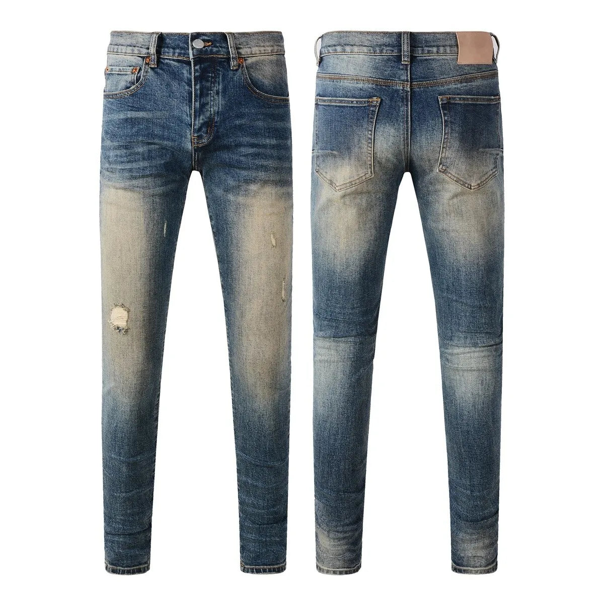 Men Jeans Fashion Americans High street Retro wash multiple styles graffiti print Low Rise Hole Patch Elastic Skinny Jeans pants