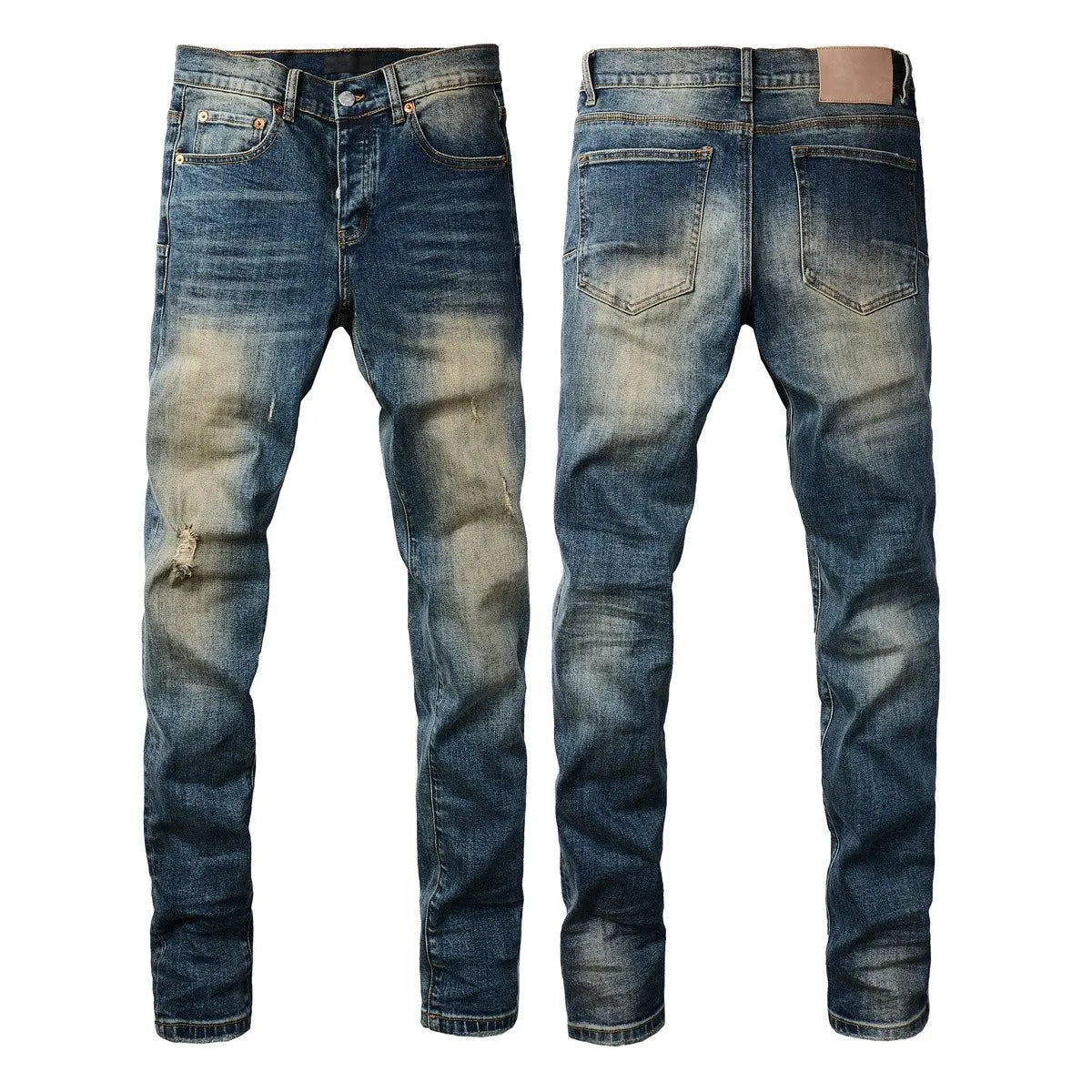 Men Jeans Fashion Americans High street Retro wash multiple styles graffiti print Low Rise Hole Patch Elastic Skinny Jeans pants