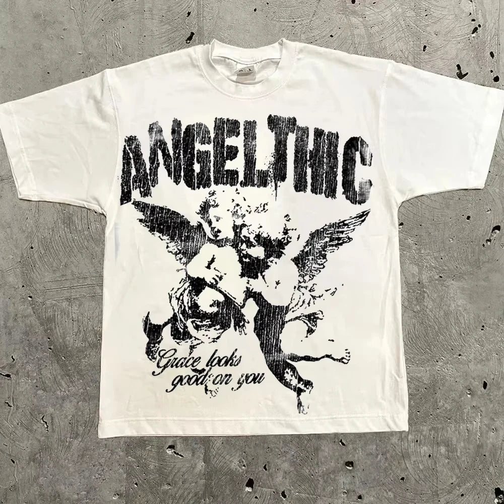 Harajuku Letter Graphic T Shirts Y2k Tops Men Women High Street Oversized T Shirt Pro Choice Streetwear Vintage Tee Clothing