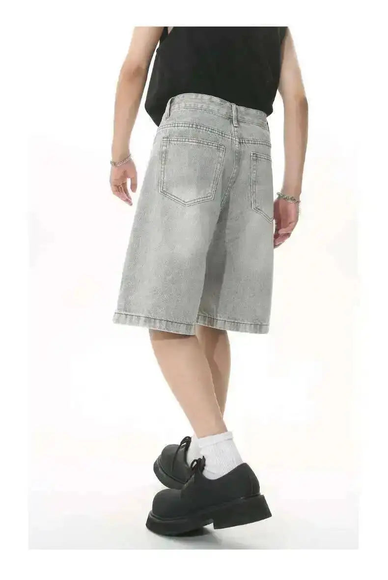 IEFB Summer Casual Men's Denim Shorts Loose Mid High Waist Fashion Knee Lenght Denim Pants Vintage Male New Chic Jeans 9A8588