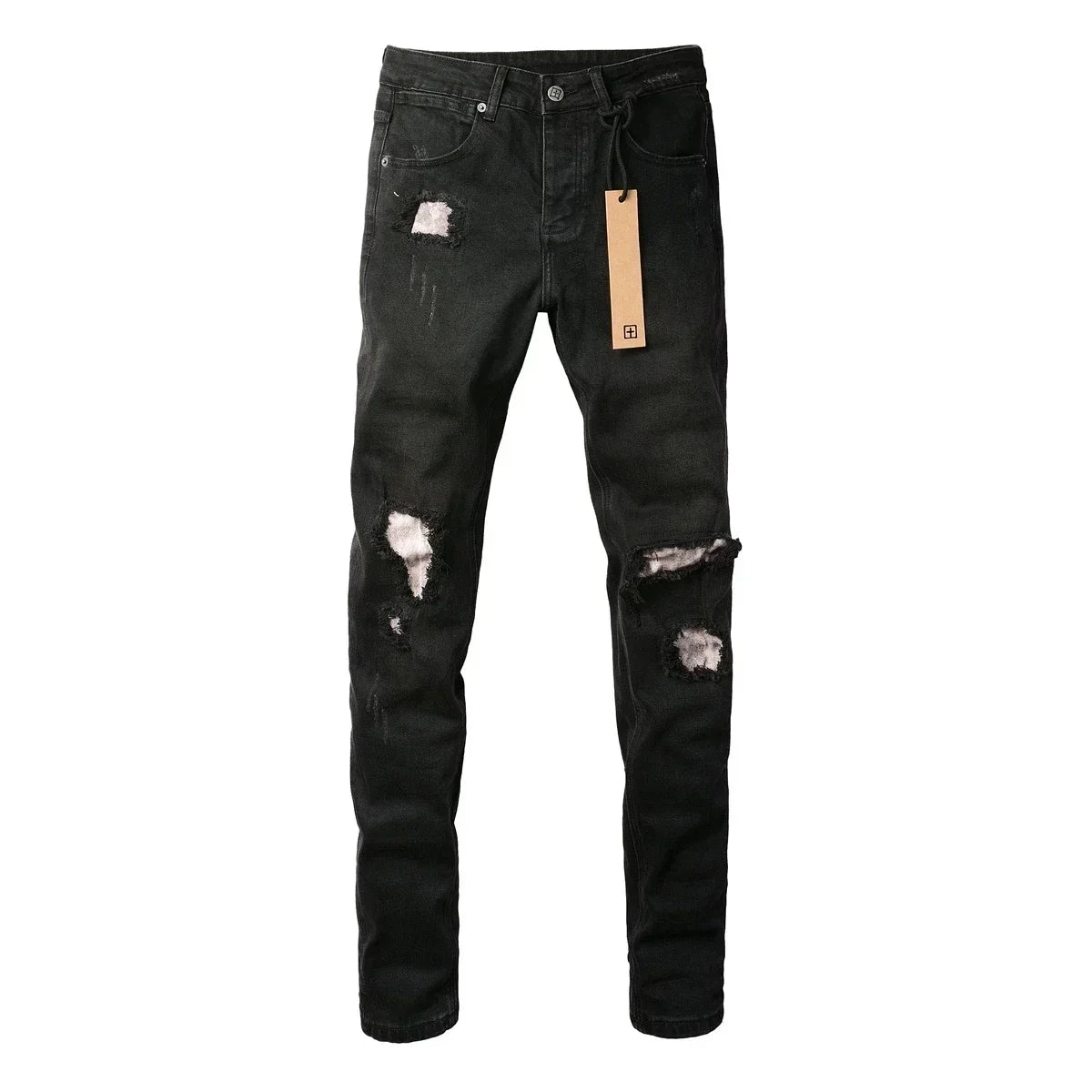 American High Street KSUBI Cross Jeans Men Trendy Trend High Quality Low Rise Stretch Skinny  Pleated Ripped Jeans