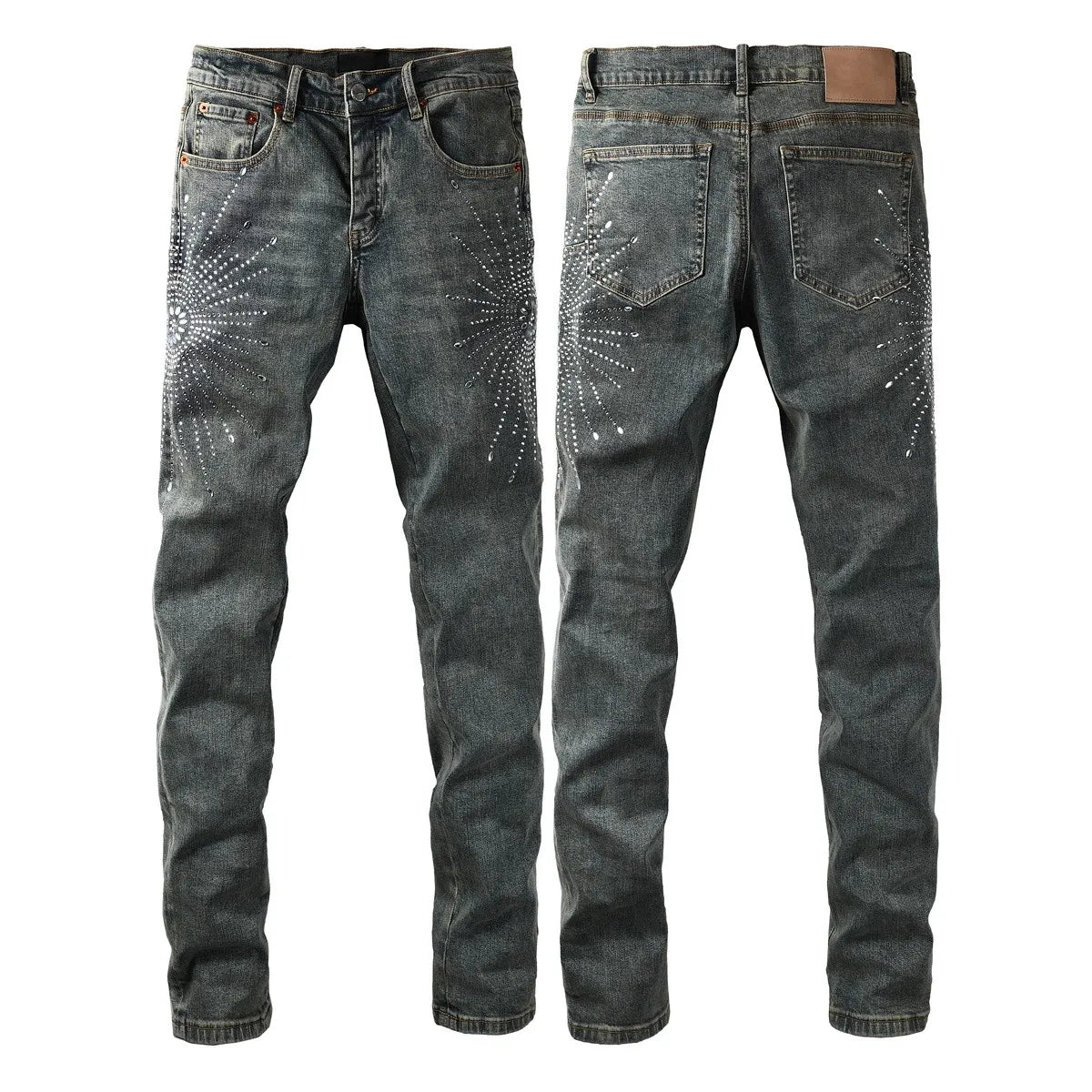 Men Jeans Fashion Americans High street Retro wash multiple styles graffiti print Low Rise Hole Patch Elastic Skinny Jeans pants