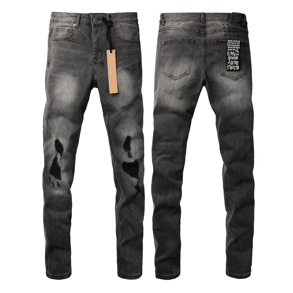 American High Street KSUBI Cross Jeans Men Trendy Trend High Quality Low Rise Stretch Skinny  Pleated Ripped Jeans