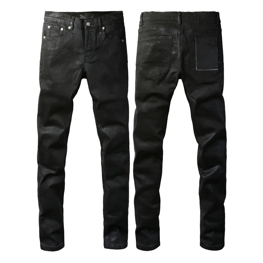 Men Jeans Fashion Americans High street Retro wash multiple styles graffiti print Low Rise Hole Patch Elastic Skinny Jeans pants