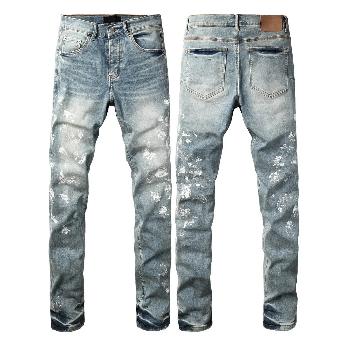Men Jeans Fashion Americans High street Retro wash multiple styles graffiti print Low Rise Hole Patch Elastic Skinny Jeans pants
