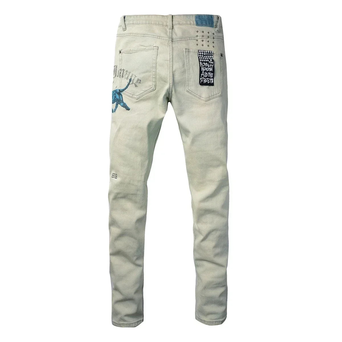 American High Street KSUBI Cross Jeans Men Trendy Trend High Quality Low Rise Stretch Skinny  Pleated Ripped Jeans