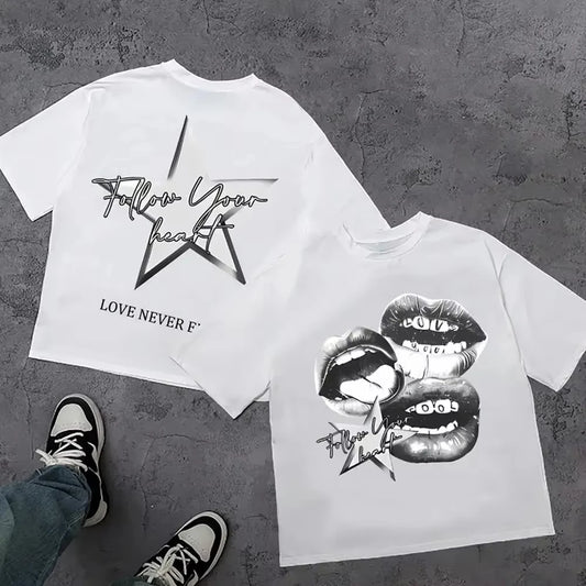 Harajuku Letter Graphic T Shirts Y2k Tops Men Women High Street Oversized T Shirt Pro Choice Streetwear Vintage Tee Clothing