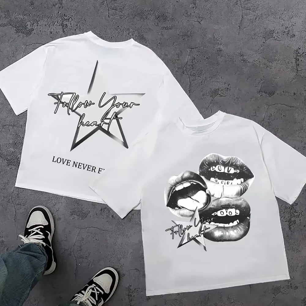 Harajuku Letter Graphic T Shirts Y2k Tops Men Women High Street Oversized T Shirt Pro Choice Streetwear Vintage Tee Clothing