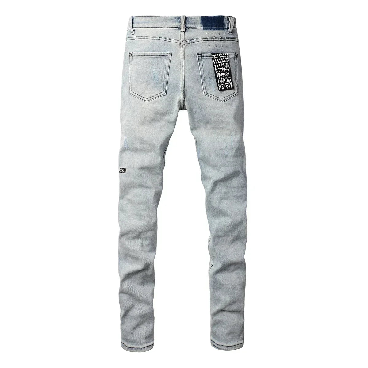 American High Street KSUBI Cross Jeans Men Trendy Trend High Quality Low Rise Stretch Skinny  Pleated Ripped Jeans