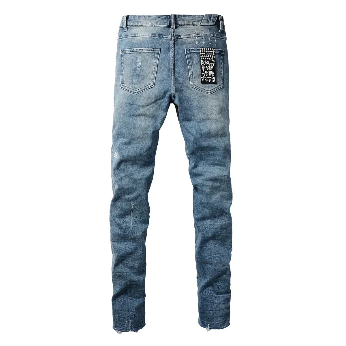 American High Street KSUBI Cross Jeans Men Trendy Trend High Quality Low Rise Stretch Skinny  Pleated Ripped Jeans