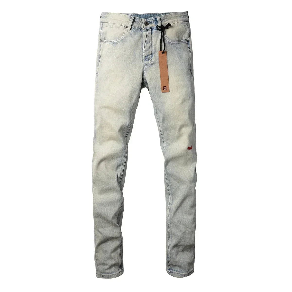 American High Street KSUBI Cross Jeans Men Trendy Trend High Quality Low Rise Stretch Skinny  Pleated Ripped Jeans