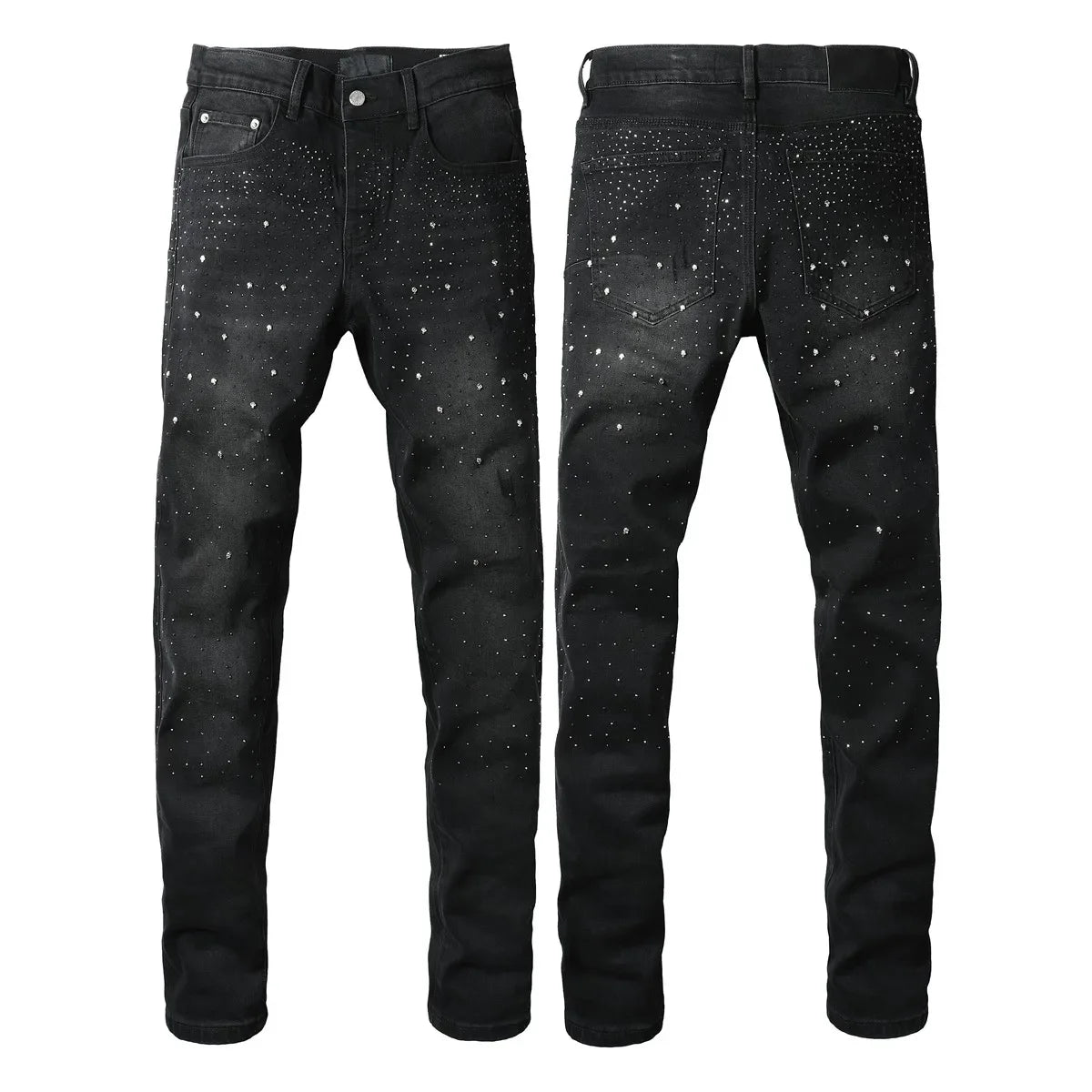 Men Jeans Fashion Americans High street Retro wash multiple styles graffiti print Low Rise Hole Patch Elastic Skinny Jeans pants