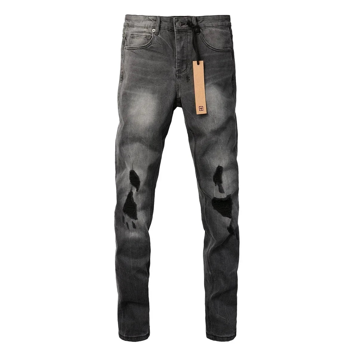 American High Street KSUBI Cross Jeans Men Trendy Trend High Quality Low Rise Stretch Skinny  Pleated Ripped Jeans