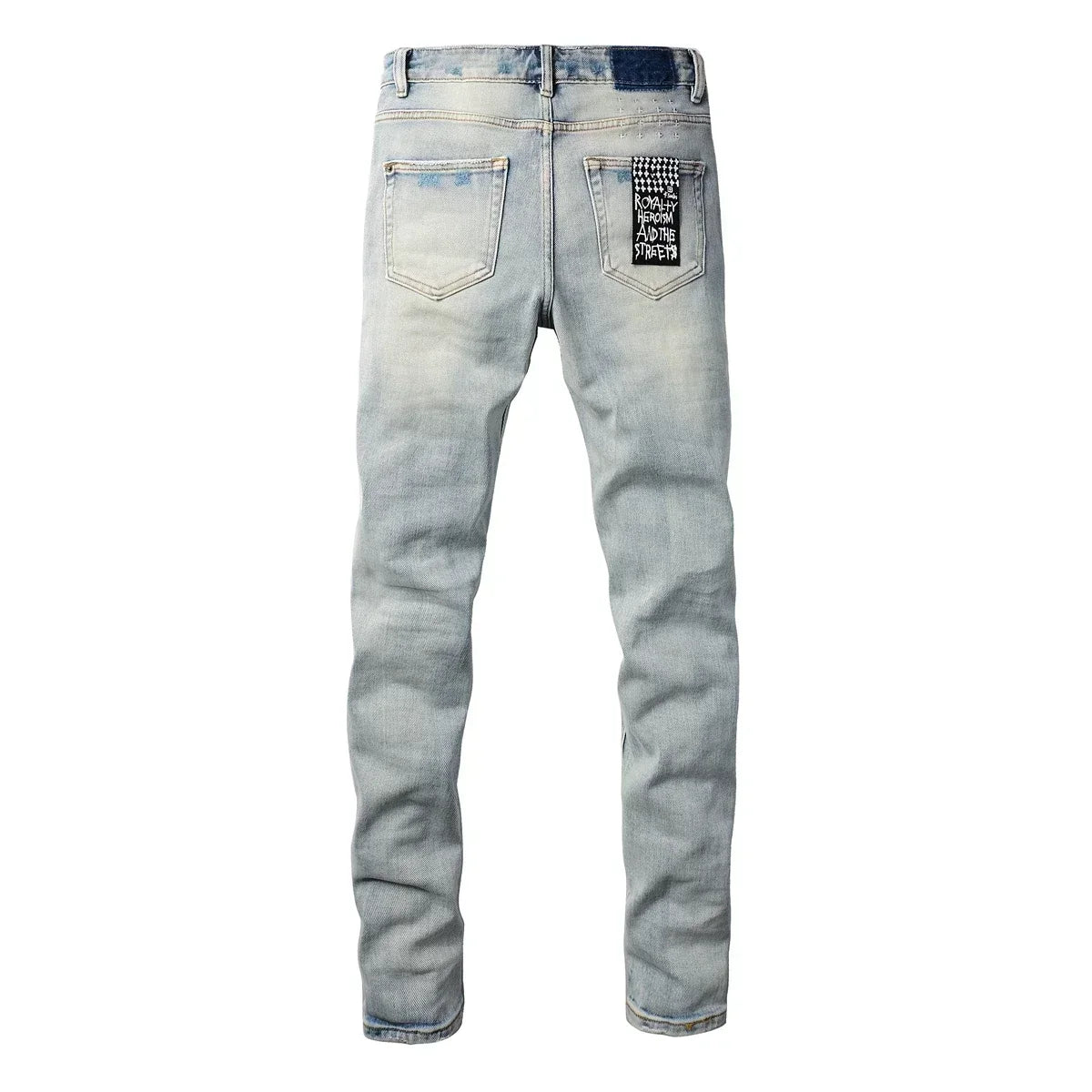 American High Street KSUBI Cross Jeans Men Trendy Trend High Quality Low Rise Stretch Skinny  Pleated Ripped Jeans