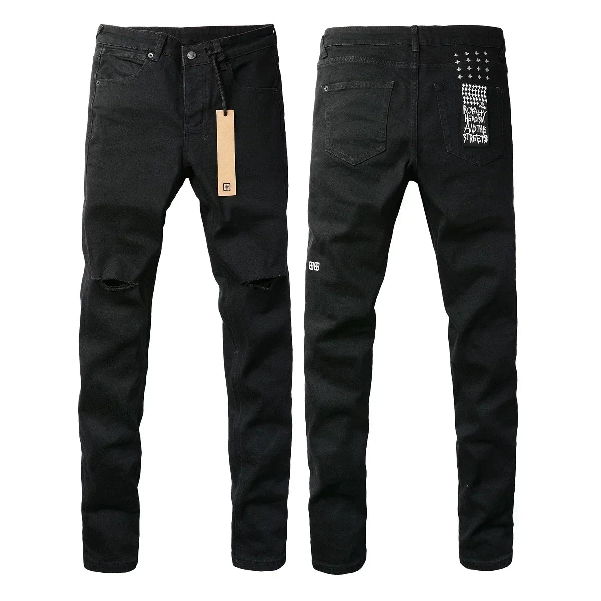 American High Street KSUBI Cross Jeans Men Trendy Trend High Quality Low Rise Stretch Skinny  Pleated Ripped Jeans