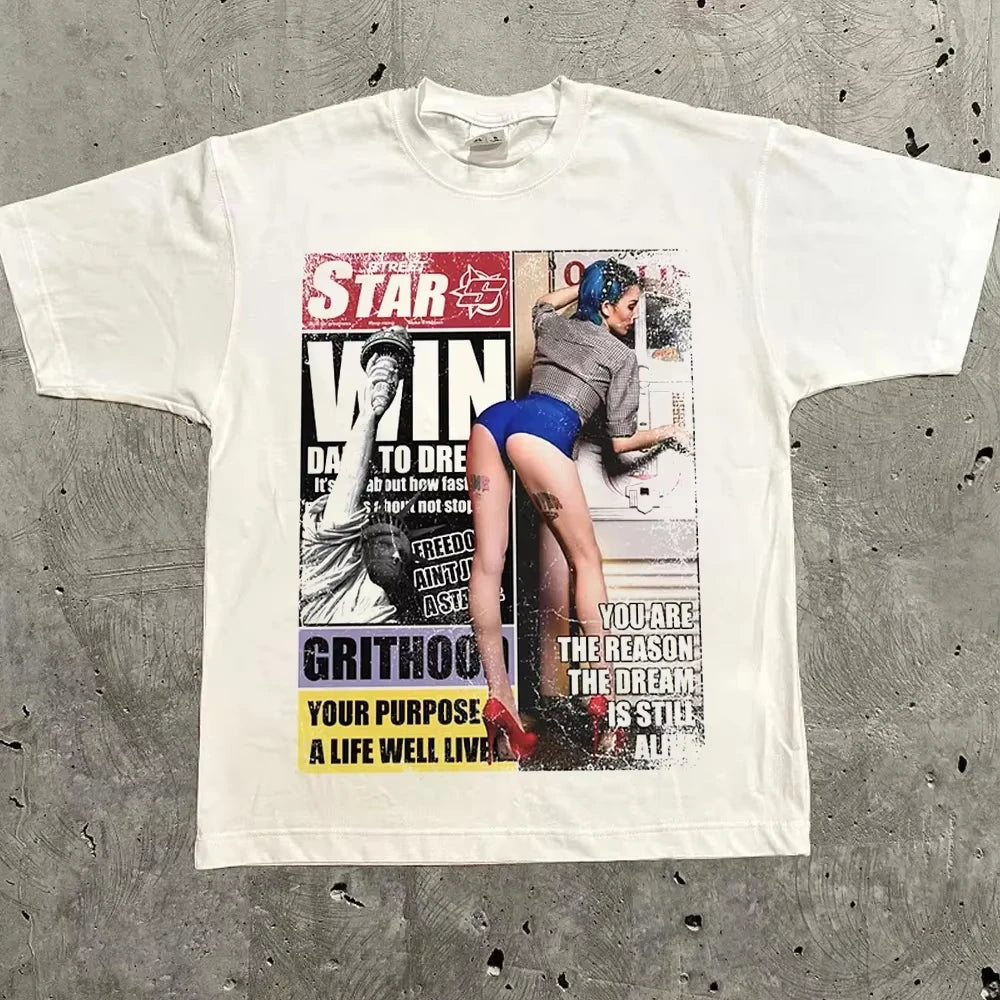 Harajuku Letter Graphic T Shirts Y2k Tops Men Women High Street Oversized T Shirt Pro Choice Streetwear Vintage Tee Clothing