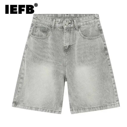 IEFB Summer Casual Men's Denim Shorts Loose Mid High Waist Fashion Knee Lenght Denim Pants Vintage Male New Chic Jeans 9A8588