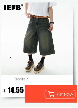 IEFB Summer Casual Men's Denim Shorts Loose Mid High Waist Fashion Knee Lenght Denim Pants Vintage Male New Chic Jeans 9A8588