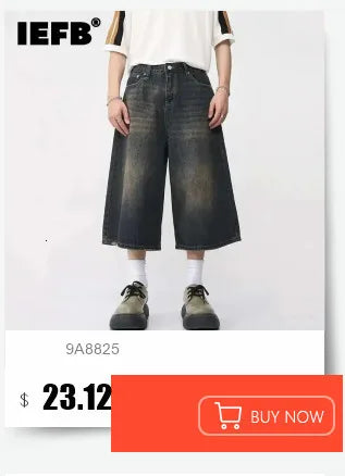 IEFB Summer Casual Men's Denim Shorts Loose Mid High Waist Fashion Knee Lenght Denim Pants Vintage Male New Chic Jeans 9A8588