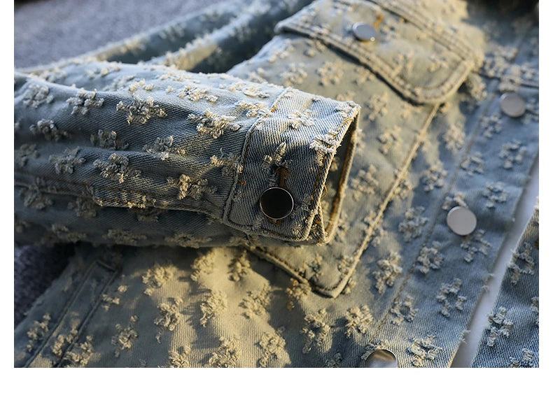 Jackets For Man Trendy Embroidered Denim Coat Man Coat Vintage Streetwear Spring Autumn Outerwear