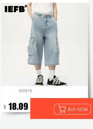IEFB Summer Casual Men's Denim Shorts Loose Mid High Waist Fashion Knee Lenght Denim Pants Vintage Male New Chic Jeans 9A8588