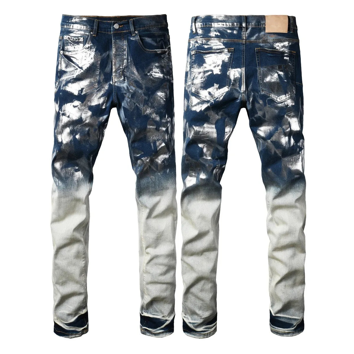 Men Jeans Fashion Americans High street Retro wash multiple styles graffiti print Low Rise Hole Patch Elastic Skinny Jeans pants