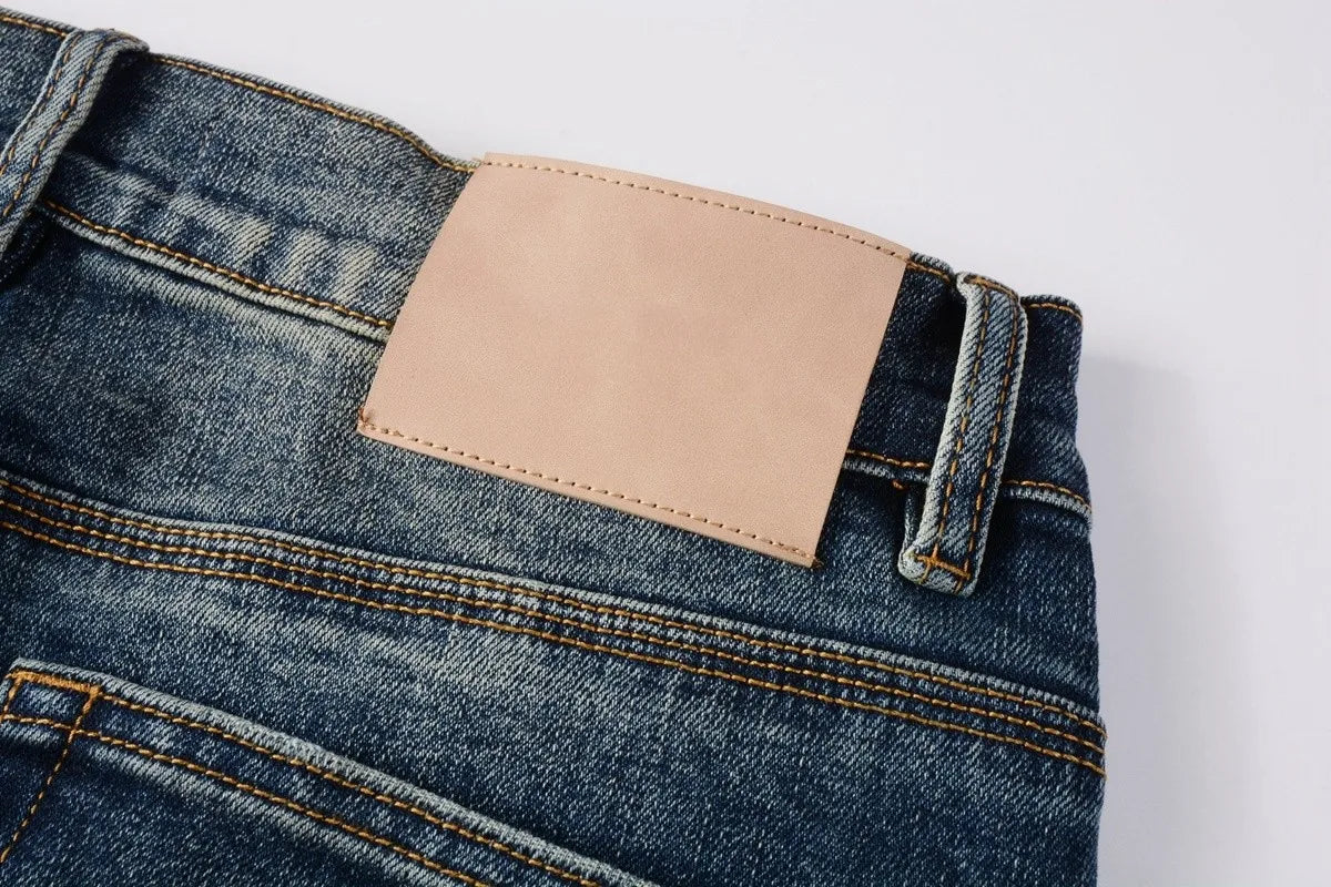 Men Jeans Fashion Americans High street Retro wash multiple styles graffiti print Low Rise Hole Patch Elastic Skinny Jeans pants