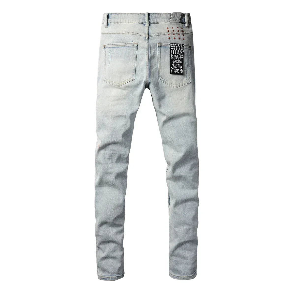 American High Street KSUBI Cross Jeans Men Trendy Trend High Quality Low Rise Stretch Skinny  Pleated Ripped Jeans